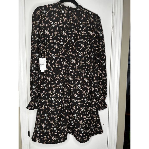 Abound Black Floral Long Sleeve Dress Size Large - Picture 2 of 5